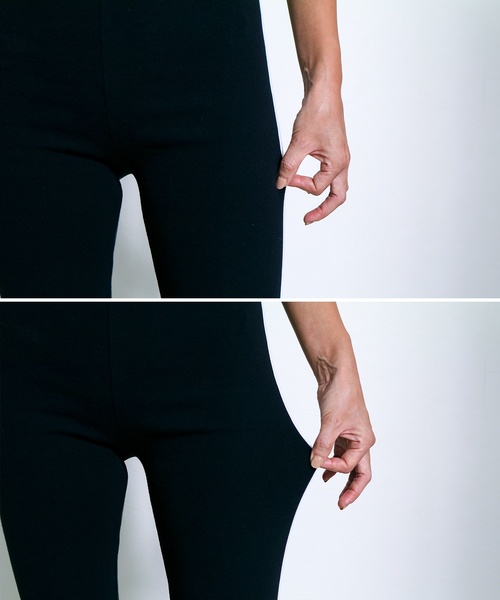 reca（レカ）の「伸縮性抜群◇recaレギンスシリーズ③ サイドライン 柔らかストレッチレギンス（レギンス/スパッツ・レディース・ブラック/ライトグレー・FREE）」の14枚目の写真