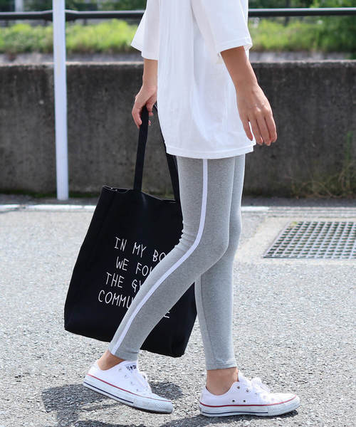 reca（レカ）の「伸縮性抜群◇recaレギンスシリーズ③ サイドライン 柔らかストレッチレギンス（レギンス/スパッツ・レディース・ブラック/ライトグレー・FREE）」の20枚目の写真