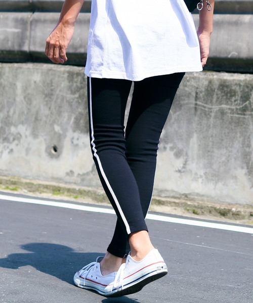 reca（レカ）の「伸縮性抜群◇recaレギンスシリーズ③ サイドライン 柔らかストレッチレギンス（レギンス/スパッツ・レディース・ブラック/ライトグレー・FREE）」の22枚目の写真