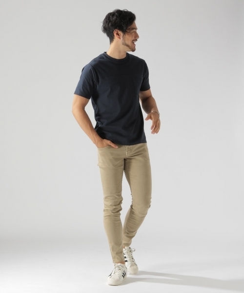 BAYFLOW（ベイフロー）の「オーバーダイ加工スリムストレッチデニム 18AW（デニムパンツ・メンズ・カーキ/ベージュ/チャコール・X-LARGE/SMALL/LARGE/MEDIUM）」の6枚目の写真