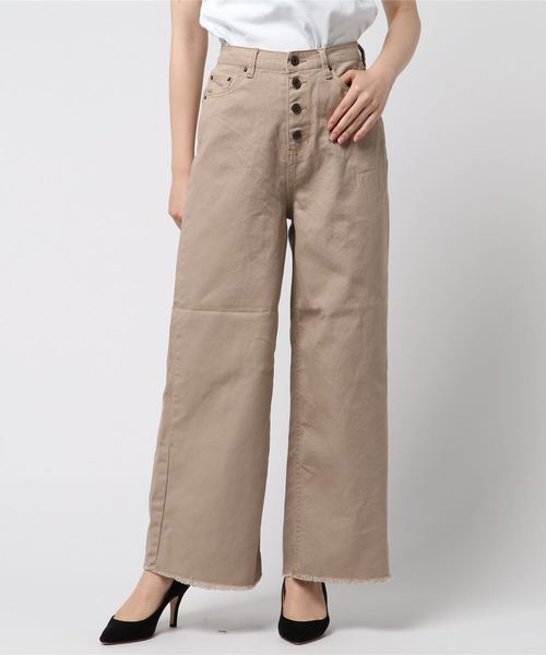 archives(アルシーヴ)の「ワイドフロントボタンパンツ(その他パンツ・レディース・ブラック/ベージュ/カーキ・MEDIUM)」の3枚目の写真