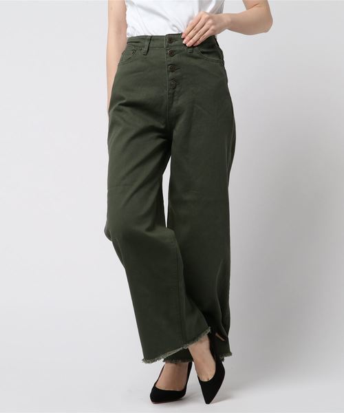 archives(アルシーヴ)の「ワイドフロントボタンパンツ(その他パンツ・レディース・ブラック/ベージュ/カーキ・MEDIUM)」の1枚目の写真