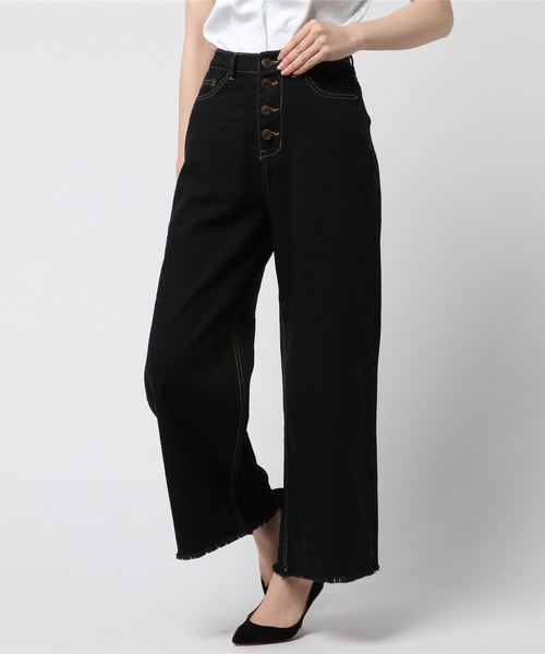 archives(アルシーヴ)の「ワイドフロントボタンパンツ(その他パンツ・レディース・ブラック/ベージュ/カーキ・MEDIUM)」の2枚目の写真