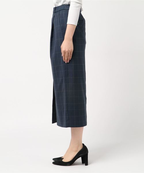 JOHN LAWRENCE SULLIVAN（ジョンローレンスサリバン）の「WOOL CHECKED TAILORED SKIRT（スカート・レディース・ネイビー/グレー・SMALL/MEDIUM）」の3枚目の写真