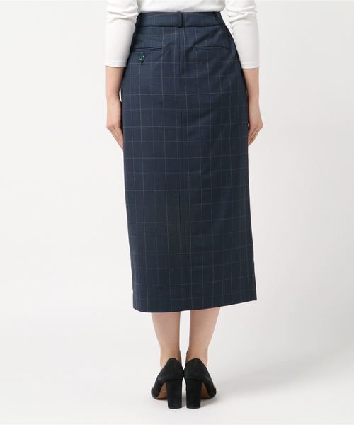JOHN LAWRENCE SULLIVAN（ジョンローレンスサリバン）の「WOOL CHECKED TAILORED SKIRT（スカート・レディース・ネイビー/グレー・SMALL/MEDIUM）」の4枚目の写真