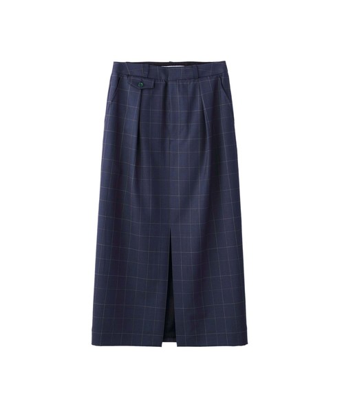 JOHN LAWRENCE SULLIVAN（ジョンローレンスサリバン）の「WOOL CHECKED TAILORED SKIRT（スカート・レディース・ネイビー/グレー・SMALL/MEDIUM）」の2枚目の写真