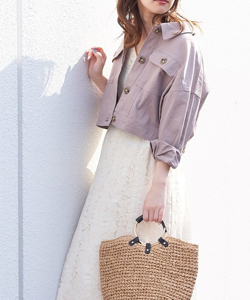 natural couture（ナチュラルクチュール）の「コンパクトショートブルゾン（ブルゾン・レディース・ベージュ/オフホワイト/カーキ/イエロー/ピンクベージュ・FREE）」の12枚目の写真