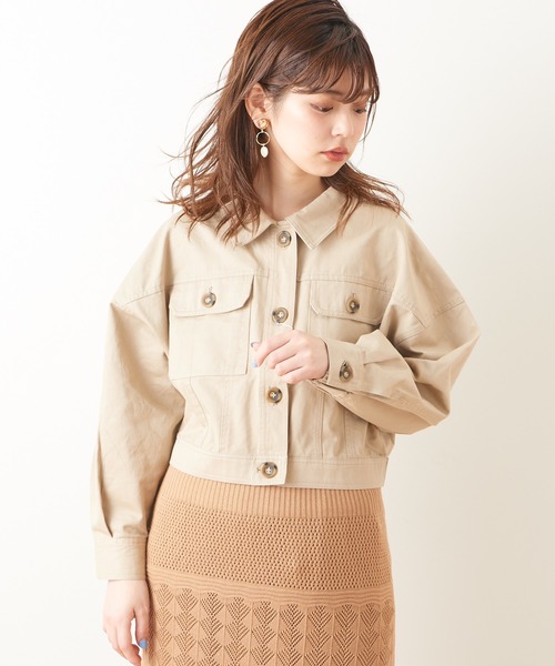 natural couture（ナチュラルクチュール）の「コンパクトショートブルゾン（ブルゾン・レディース・ベージュ/オフホワイト/カーキ/イエロー/ピンクベージュ・FREE）」の9枚目の写真