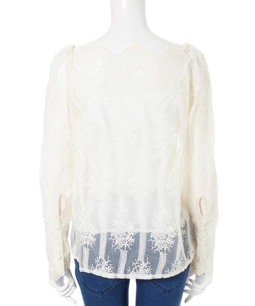 fifth(フィフス)の「スカラップ花柄刺繍ブラウスセット(シャツ/ブラウス・レディース・ブラック/ベージュ・MEDIUM)」の6枚目の写真