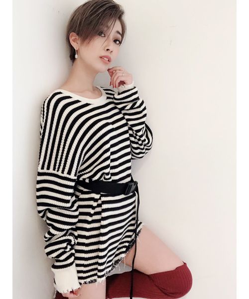 GYDA（ジェイダ）の「ダメージワッフルニットTOPS（ニット/セーター・レディース・ブラック/グレー/オフホワイト/その他・FREE）」の20枚目の写真