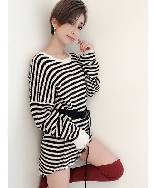 GYDA（ジェイダ）の「ダメージワッフルニットTOPS（ニット/セーター・レディース・ブラック/グレー/オフホワイト/その他・FREE）」の19枚目の写真