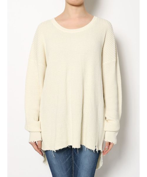 GYDA（ジェイダ）の「ダメージワッフルニットTOPS（ニット/セーター・レディース・ブラック/グレー/オフホワイト/その他・FREE）」の17枚目の写真