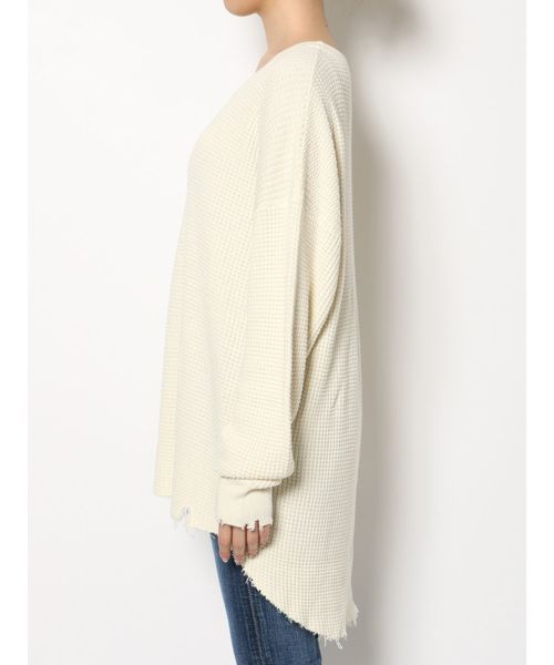 GYDA（ジェイダ）の「ダメージワッフルニットTOPS（ニット/セーター・レディース・ブラック/グレー/オフホワイト/その他・FREE）」の16枚目の写真