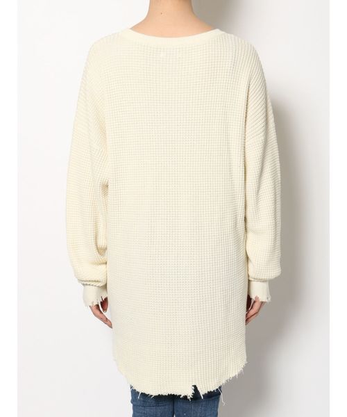 GYDA（ジェイダ）の「ダメージワッフルニットTOPS（ニット/セーター・レディース・ブラック/グレー/オフホワイト/その他・FREE）」の15枚目の写真