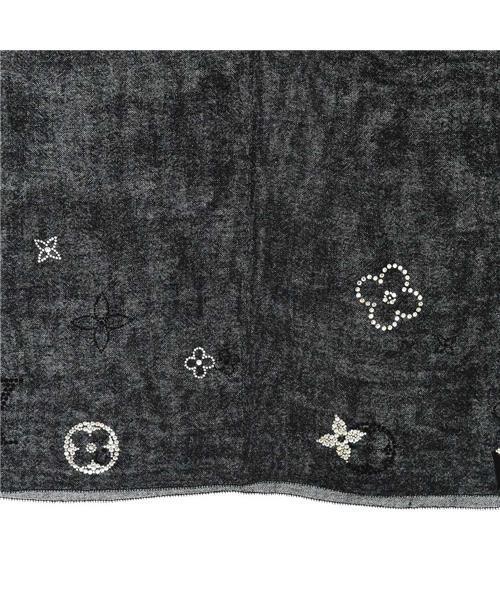 ブランド古着】ラインストーンモノグラム スカーフ シルクストール