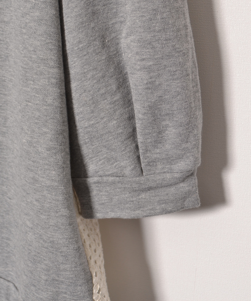 AMERICAN RAG CIE（アメリカンラグシー）の「【オンライン限定セール対象品】ミニ裏毛レース使用PO/208-AHS-L141-CT204（Tシャツ/カットソー・レディース・トップグレー/ホワイト・FREE）」の6枚目の写真