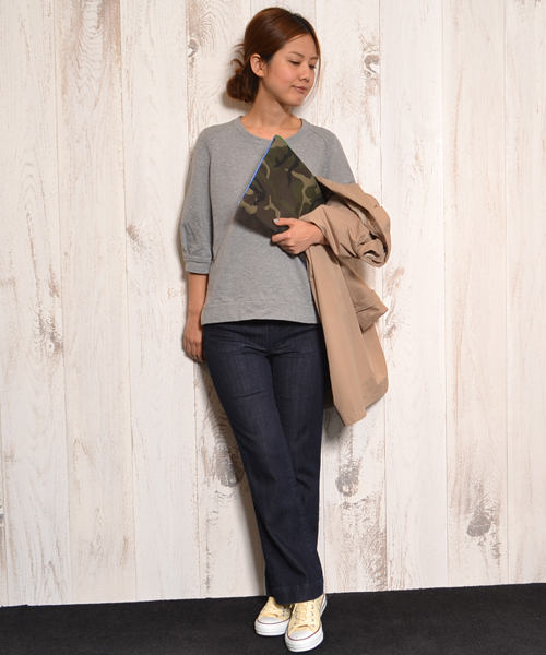 AMERICAN RAG CIE（アメリカンラグシー）の「【オンライン限定セール対象品】ミニ裏毛レース使用PO/208-AHS-L141-CT204（Tシャツ/カットソー・レディース・トップグレー/ホワイト・FREE）」の9枚目の写真