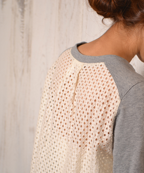 AMERICAN RAG CIE（アメリカンラグシー）の「【オンライン限定セール対象品】ミニ裏毛レース使用PO/208-AHS-L141-CT204（Tシャツ/カットソー・レディース・トップグレー/ホワイト・FREE）」の13枚目の写真