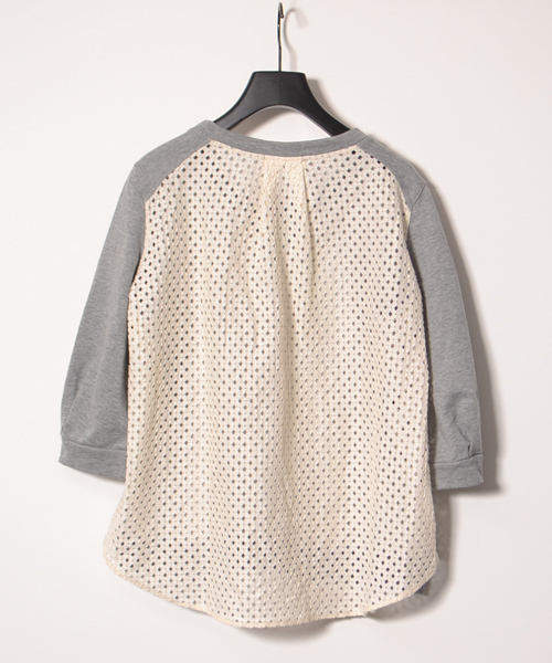 AMERICAN RAG CIE（アメリカンラグシー）の「【オンライン限定セール対象品】ミニ裏毛レース使用PO/208-AHS-L141-CT204（Tシャツ/カットソー・レディース・トップグレー/ホワイト・FREE）」の4枚目の写真