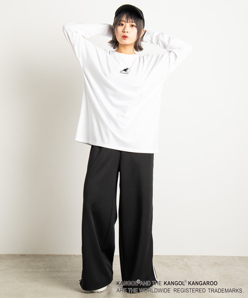 KANGOL（カンゴール）の「∴WEGO/【WEB限定】KANGOL 別注ビッグシルエット刺繍ロンT（Tシャツ/カットソー・メンズ・ホワイト/ライトベージュ/ブラック/イエロー系その他/ダークグリーン/ライム/パープル/スミクロ/ワイン/アイボリー・MEDIUM/LARGE）」の16枚目の写真