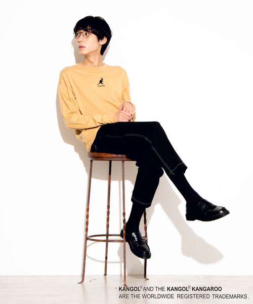 KANGOL（カンゴール）の「∴WEGO/【WEB限定】KANGOL 別注ビッグシルエット刺繍ロンT（Tシャツ/カットソー・メンズ・ホワイト/ライトベージュ/ブラック/イエロー系その他/ダークグリーン/ライム/パープル/スミクロ/ワイン/アイボリー・MEDIUM/LARGE）」の21枚目の写真