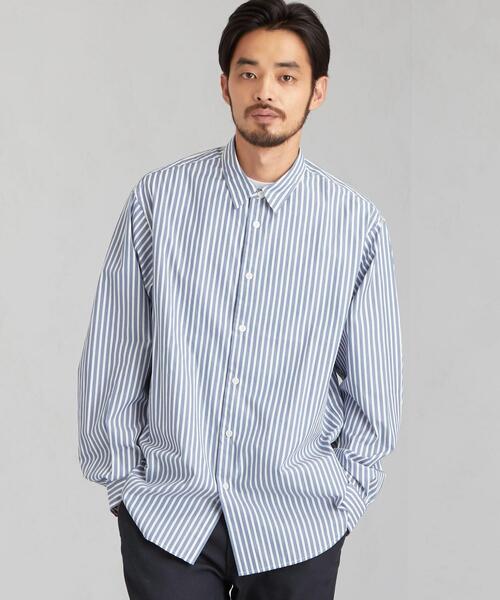 green label relaxing（グリーンレーベルリラクシング）の「CM ジャストルーズ ストライプ レギュラーカラー 長袖シャツ（シャツ/ブラウス・メンズ・ベージュ/ロイヤルブルー/ブラック・SMALL/X-LARGE/LARGE/MEDIUM）」の3枚目の写真