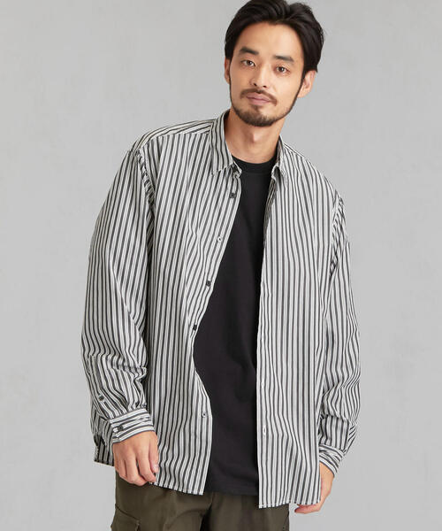 green label relaxing（グリーンレーベルリラクシング）の「CM ジャストルーズ ストライプ レギュラーカラー 長袖シャツ（シャツ/ブラウス・メンズ・ベージュ/ロイヤルブルー/ブラック・SMALL/X-LARGE/LARGE/MEDIUM）」の12枚目の写真