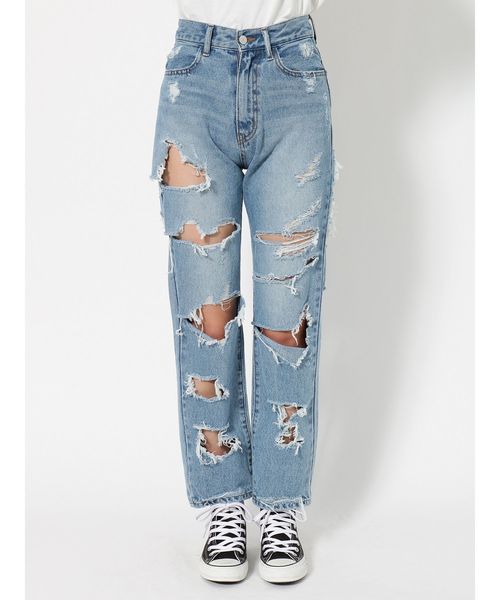 jouetie(ジュエティ)の「ダメージボーイズデニム(デニムパンツ・レディース・ブラック/ライトブルー・SMALL/MEDIUM)」の10枚目の写真