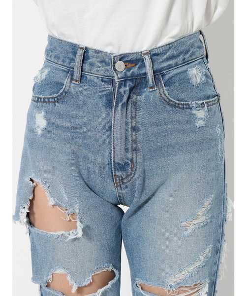 jouetie(ジュエティ)の「ダメージボーイズデニム(デニムパンツ・レディース・ブラック/ライトブルー・SMALL/MEDIUM)」の13枚目の写真