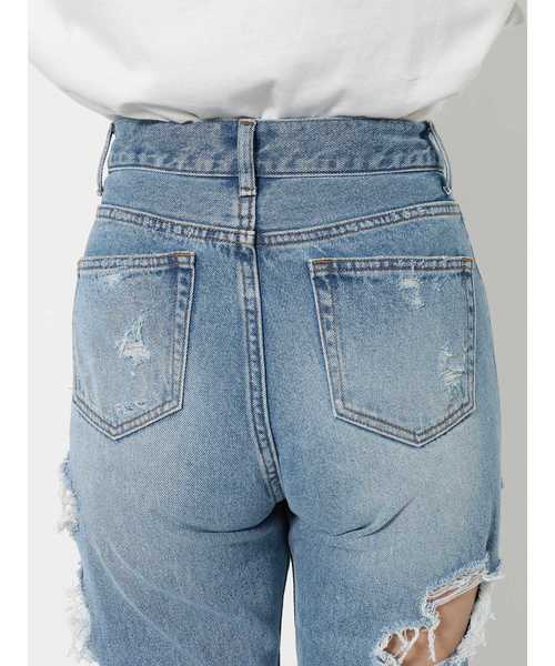 jouetie(ジュエティ)の「ダメージボーイズデニム(デニムパンツ・レディース・ブラック/ライトブルー・SMALL/MEDIUM)」の4枚目の写真