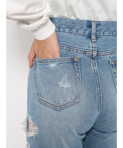 jouetie(ジュエティ)の「ダメージボーイズデニム(デニムパンツ・レディース・ブラック/ライトブルー・SMALL/MEDIUM)」の6枚目の写真