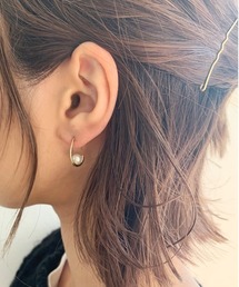 しずく フープ フェイクパール ピアス(S)