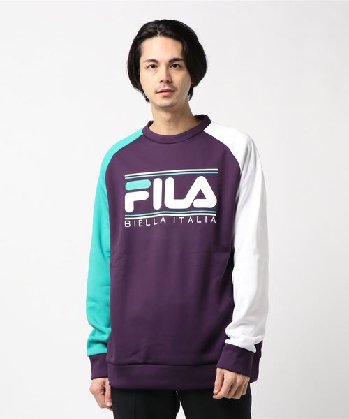 FILA(フィラ)の「FILA/フィラ 保温クルーネックスウェット(スウェット・メンズ・ホワイト/パープル/ネイビー/エメラルド・S/M/L)」の1枚目の写真