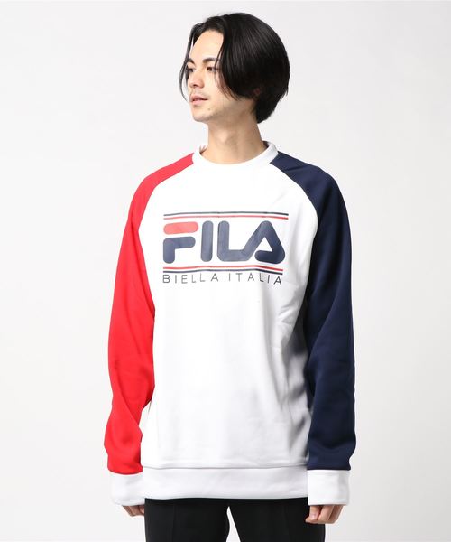 FILA(フィラ)の「FILA/フィラ 保温クルーネックスウェット(スウェット・メンズ・ホワイト/パープル/ネイビー/エメラルド・S/M/L)」の2枚目の写真
