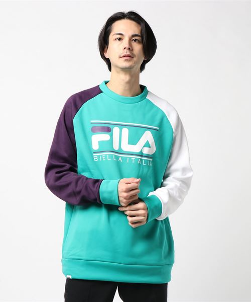 FILA(フィラ)の「FILA/フィラ 保温クルーネックスウェット(スウェット・メンズ・ホワイト/パープル/ネイビー/エメラルド・S/M/L)」の3枚目の写真