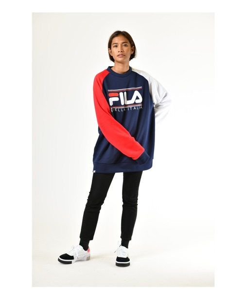 FILA(フィラ)の「FILA/フィラ 保温クルーネックスウェット(スウェット・メンズ・ホワイト/パープル/ネイビー/エメラルド・S/M/L)」の8枚目の写真