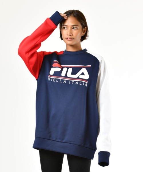 FILA(フィラ)の「FILA/フィラ 保温クルーネックスウェット(スウェット・メンズ・ホワイト/パープル/ネイビー/エメラルド・S/M/L)」の14枚目の写真