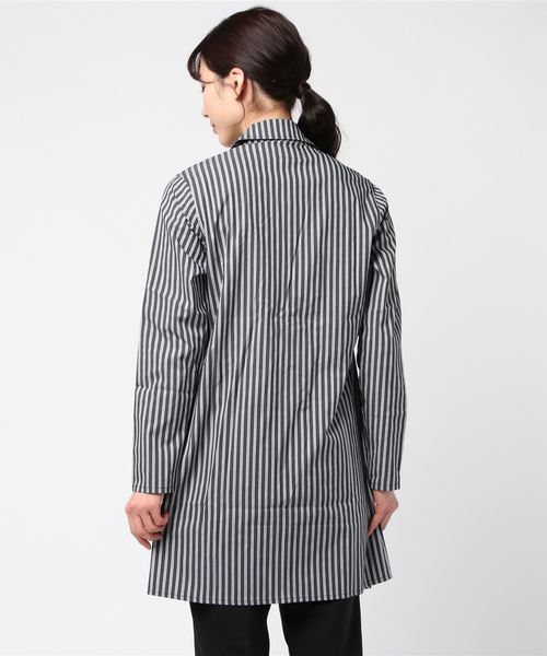 UNION STATION（ユニオンステーション）の「クラシックシャツコート（チェスターコート・レディース・ベージュ/ストライプ・FREE）」の4枚目の写真