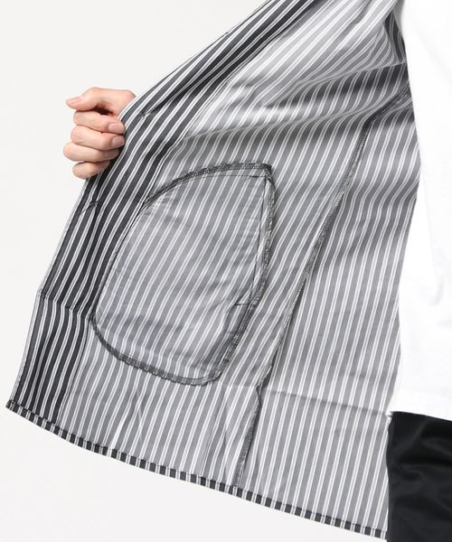 UNION STATION（ユニオンステーション）の「クラシックシャツコート（チェスターコート・レディース・ベージュ/ストライプ・FREE）」の3枚目の写真