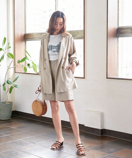 KOBE LETTUCE（コウベレタス）の「リネンハーフパンツ【セットアップOK】（その他パンツ・レディース・オリーブ/ベージュ/アイボリー・FREE）」の7枚目の写真