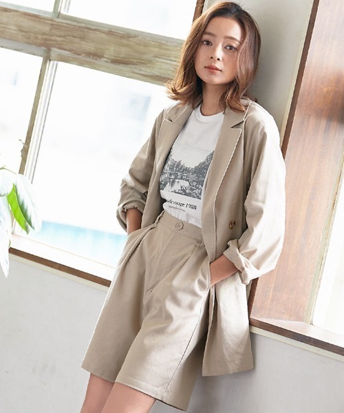 KOBE LETTUCE（コウベレタス）の「リネンハーフパンツ【セットアップOK】（その他パンツ・レディース・オリーブ/ベージュ/アイボリー・FREE）」の5枚目の写真