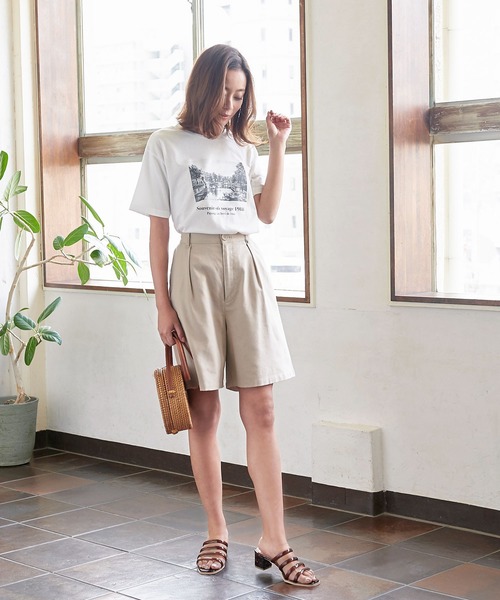 KOBE LETTUCE（コウベレタス）の「リネンハーフパンツ【セットアップOK】（その他パンツ・レディース・オリーブ/ベージュ/アイボリー・FREE）」の6枚目の写真