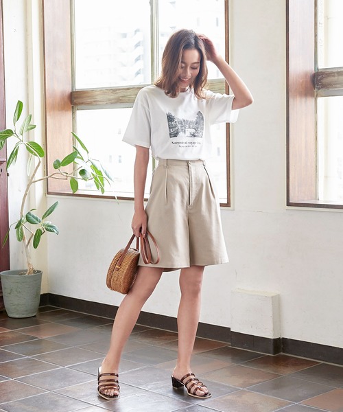 KOBE LETTUCE（コウベレタス）の「リネンハーフパンツ【セットアップOK】（その他パンツ・レディース・オリーブ/ベージュ/アイボリー・FREE）」の9枚目の写真