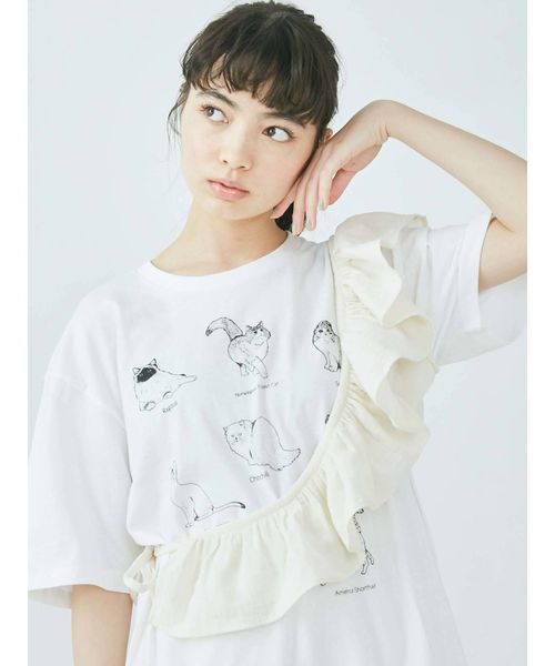 merry jenny（メリージェニー）の「猫図鑑Tシャツ（Tシャツ/カットソー・レディース・オフホワイト/ブラック・FREE）」の11枚目の写真