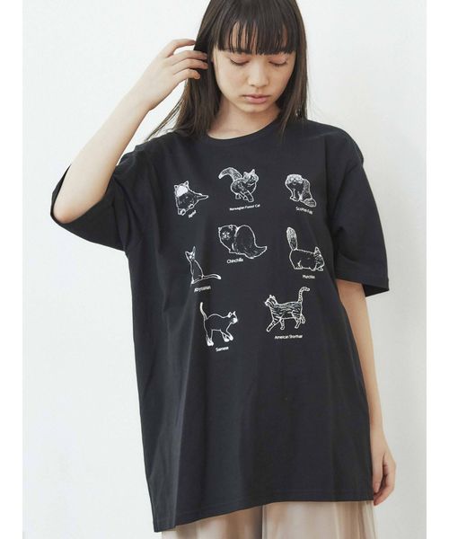 merry jenny（メリージェニー）の「猫図鑑Tシャツ（Tシャツ/カットソー・レディース・オフホワイト/ブラック・FREE）」の12枚目の写真