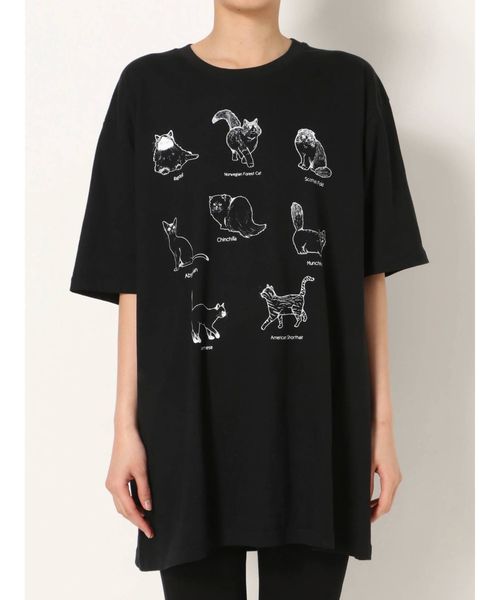 merry jenny（メリージェニー）の「猫図鑑Tシャツ（Tシャツ/カットソー・レディース・オフホワイト/ブラック・FREE）」の6枚目の写真