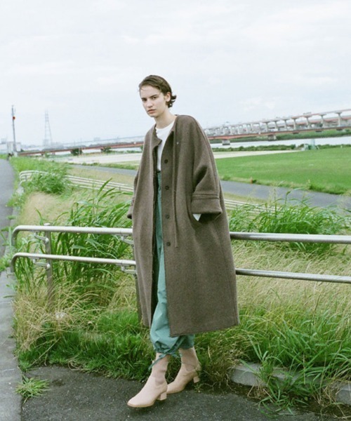 Moussy ブラックバイマウジー のファッション Black No Collar By Long By Coat ノーカラーロングコート ノーカラー コート Black Long