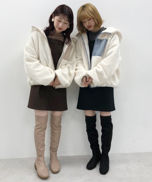 one after another NICE CLAUP（ワンアフターアナザーナイスクラップ）の「ボアブルゾン（ブルゾン・レディース・ミント/ベージュ/サックスブルー・FREE）」の15枚目の写真