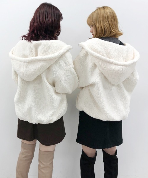 one after another NICE CLAUP（ワンアフターアナザーナイスクラップ）の「ボアブルゾン（ブルゾン・レディース・ミント/ベージュ/サックスブルー・FREE）」の19枚目の写真