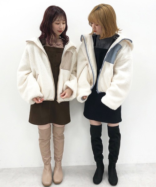 one after another NICE CLAUP（ワンアフターアナザーナイスクラップ）の「ボアブルゾン（ブルゾン・レディース・ミント/ベージュ/サックスブルー・FREE）」の16枚目の写真